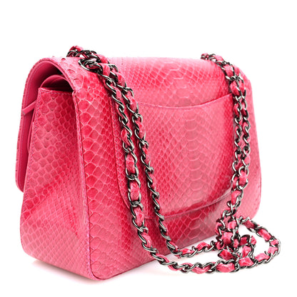 Chanel Snakeskin Jumbo Double Flap Pink 3 of 14