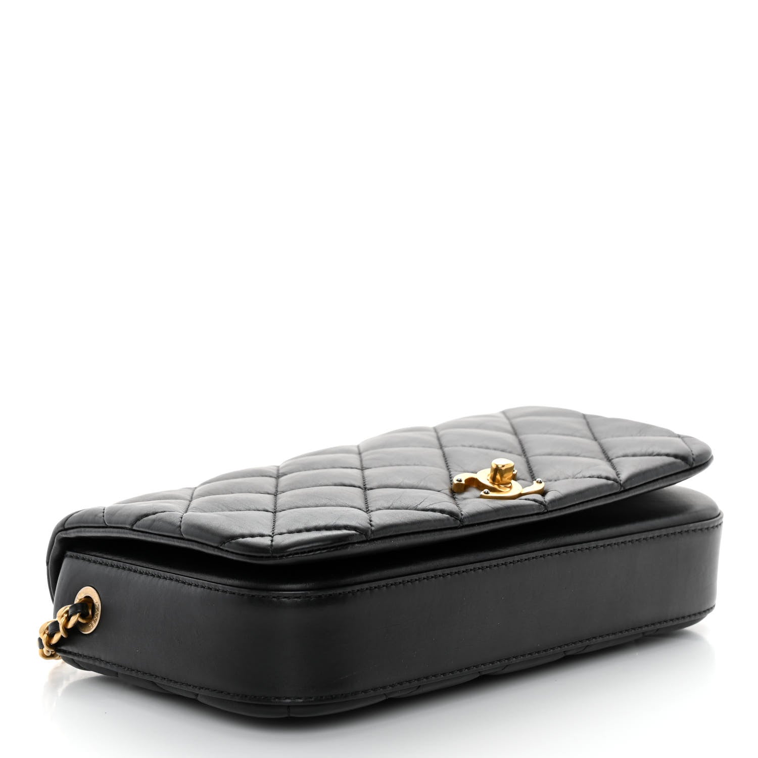 Chanel Calfskin Quilted Nailed CC Flap Bag Black 4 of 10