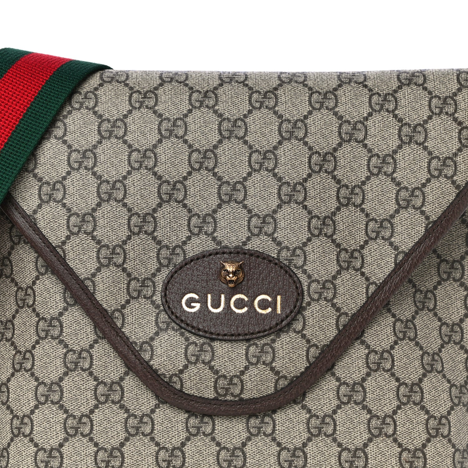 Gucci GG Supreme Monogram Web Medium Neo Vintage Flap Messenger Bag Beige New Acero 9 of 12