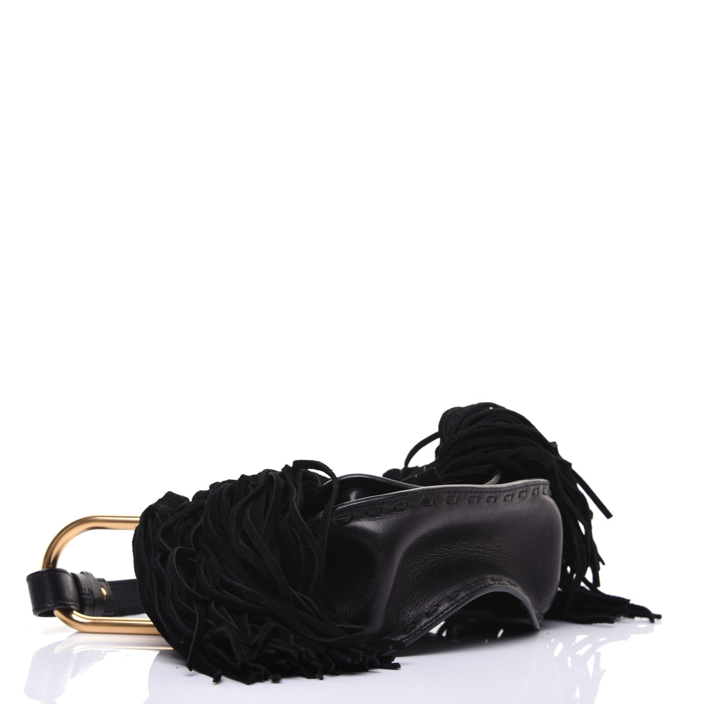 Calfskin Mini Hudson Fringe Shoulder Bag Black