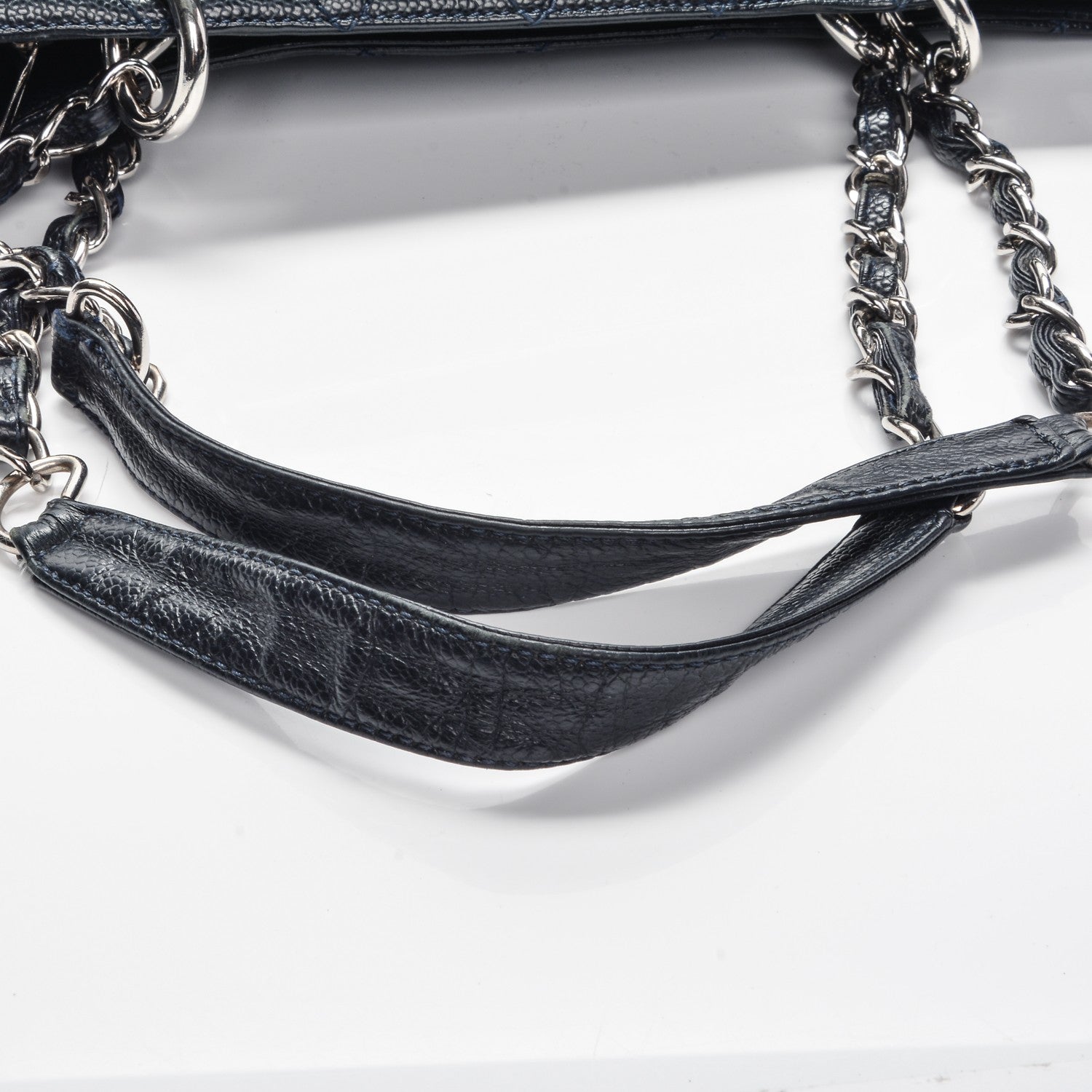 Chanel Caviar Quilted Grand Shopping Tote GST Dark Navy Blue 9 of 12