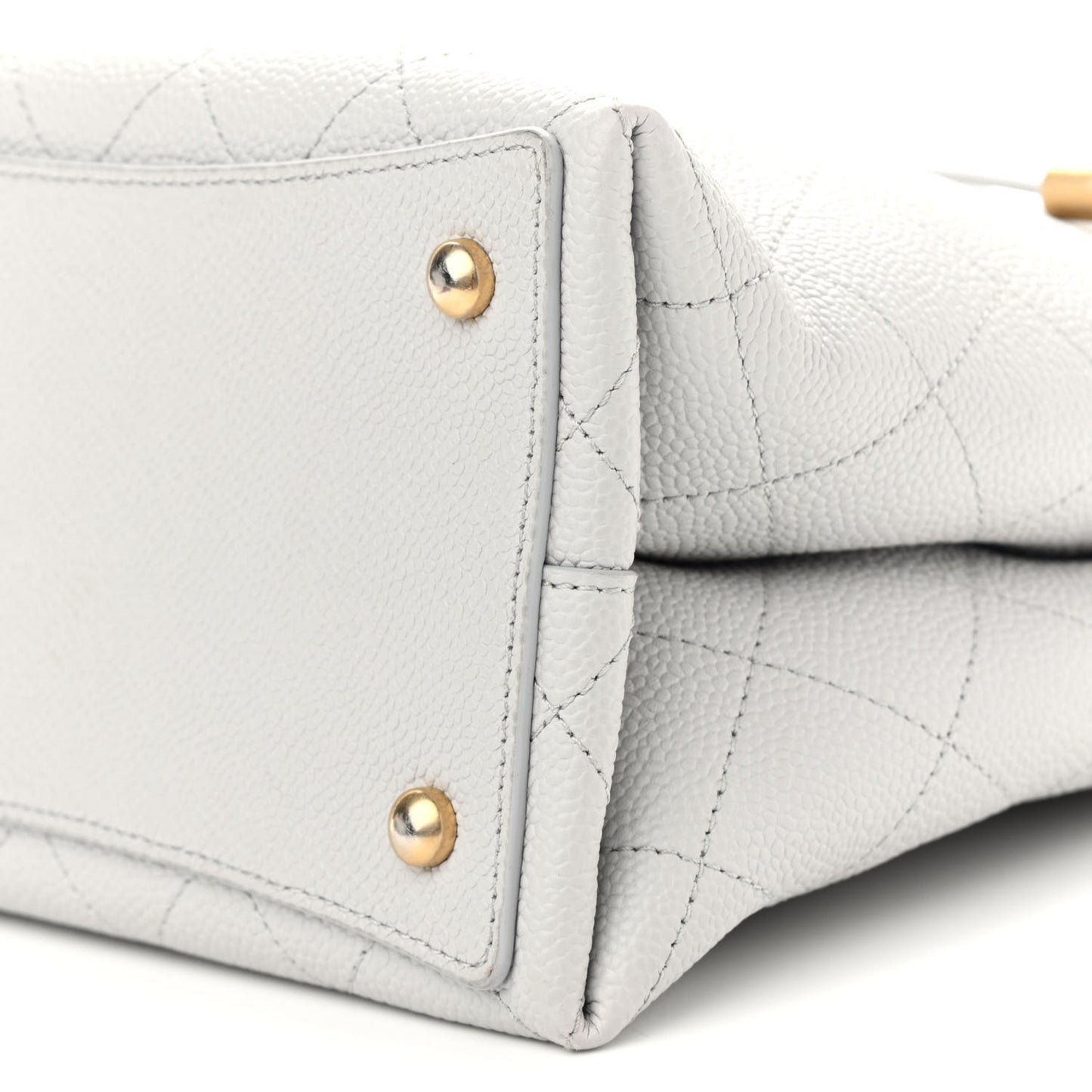 Caviar Diamond Stitched CC Bucket Drawstring Bag Light Grey