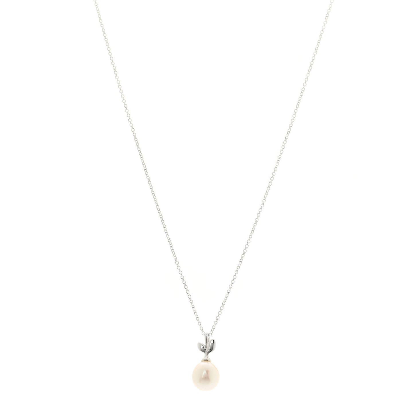 Sterling Silver Pearl Paloma Picasso Olive Leaf Drop Pendant Necklace
