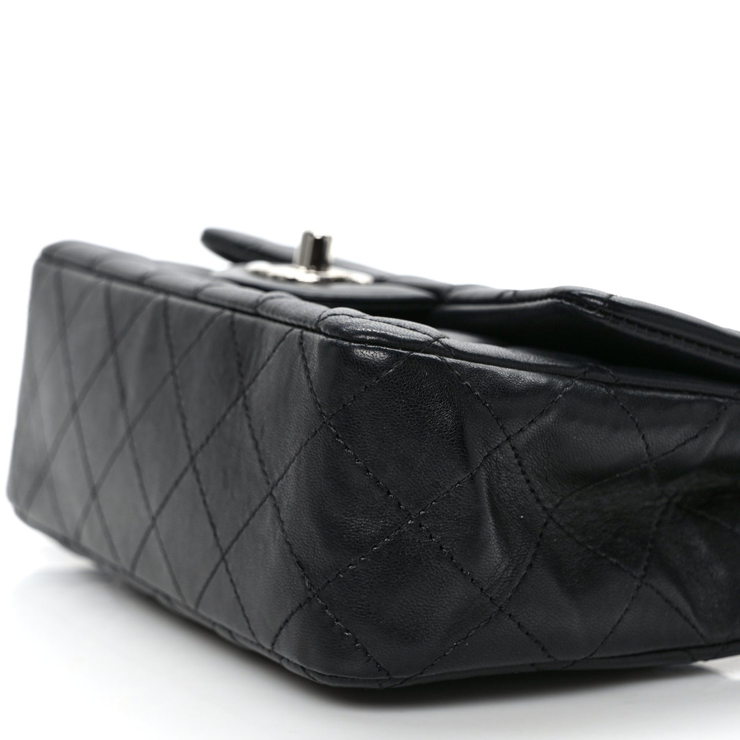 Lambskin Quilted Mini Rectangular Flap Black