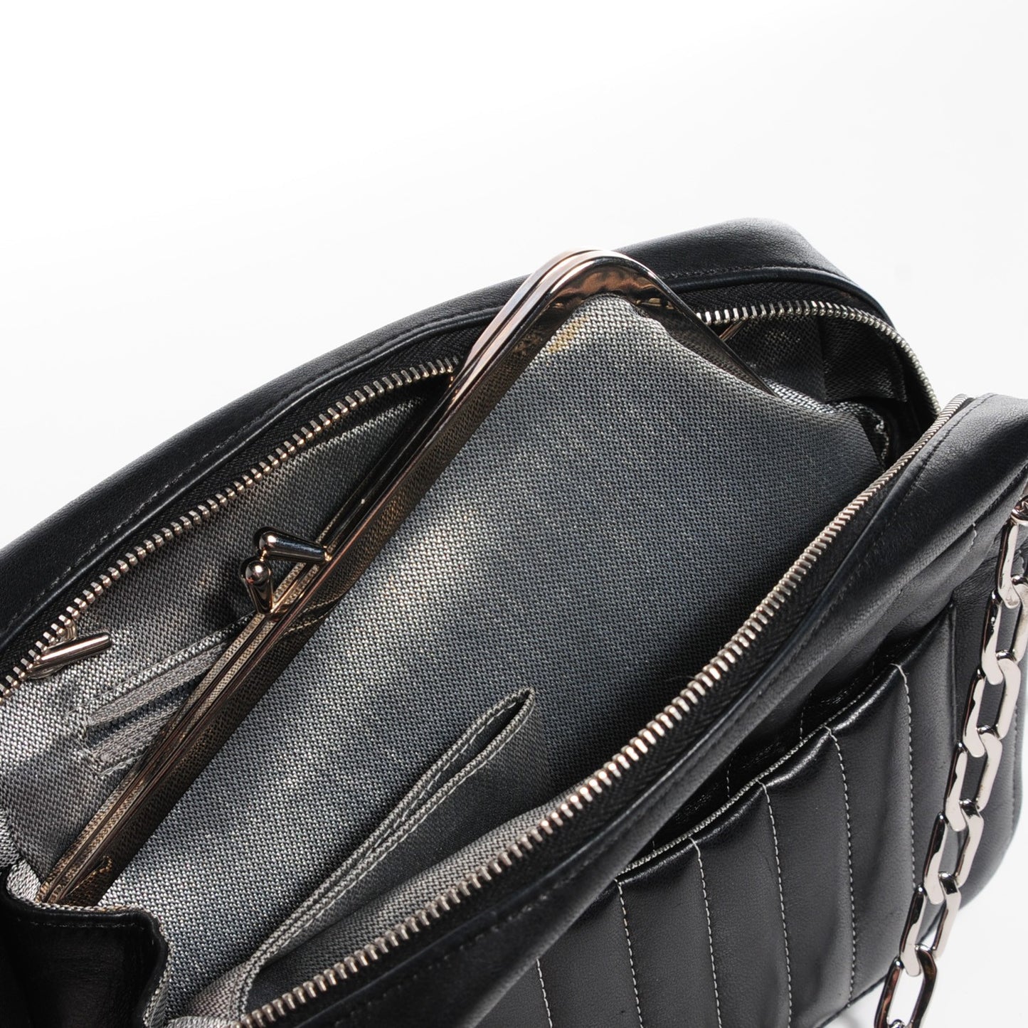 Lambskin Vertical Quilted Mademoiselle Small Camera Case Black