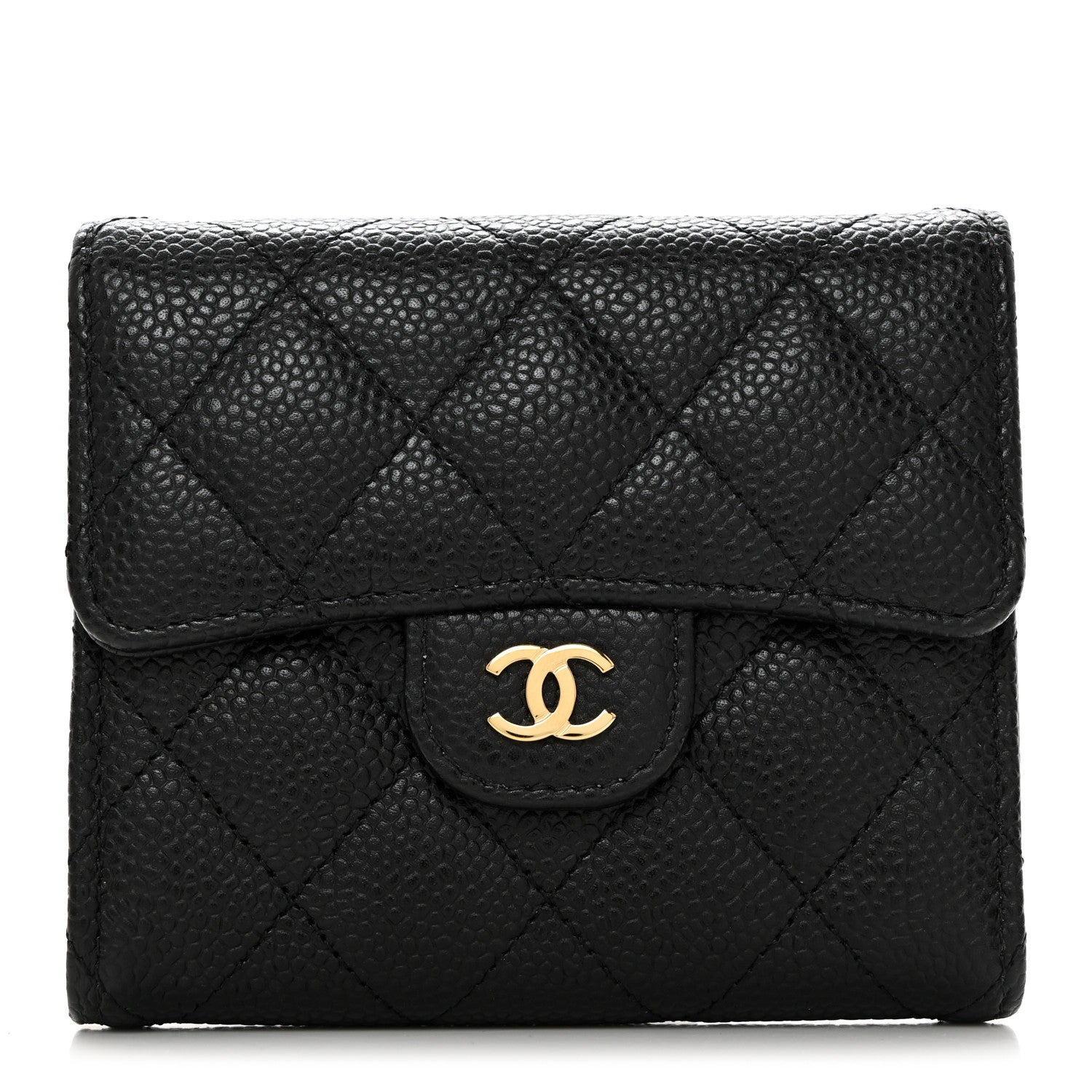Chanel Caviar Quilted Compact Flap Wallet Black 1 of 8