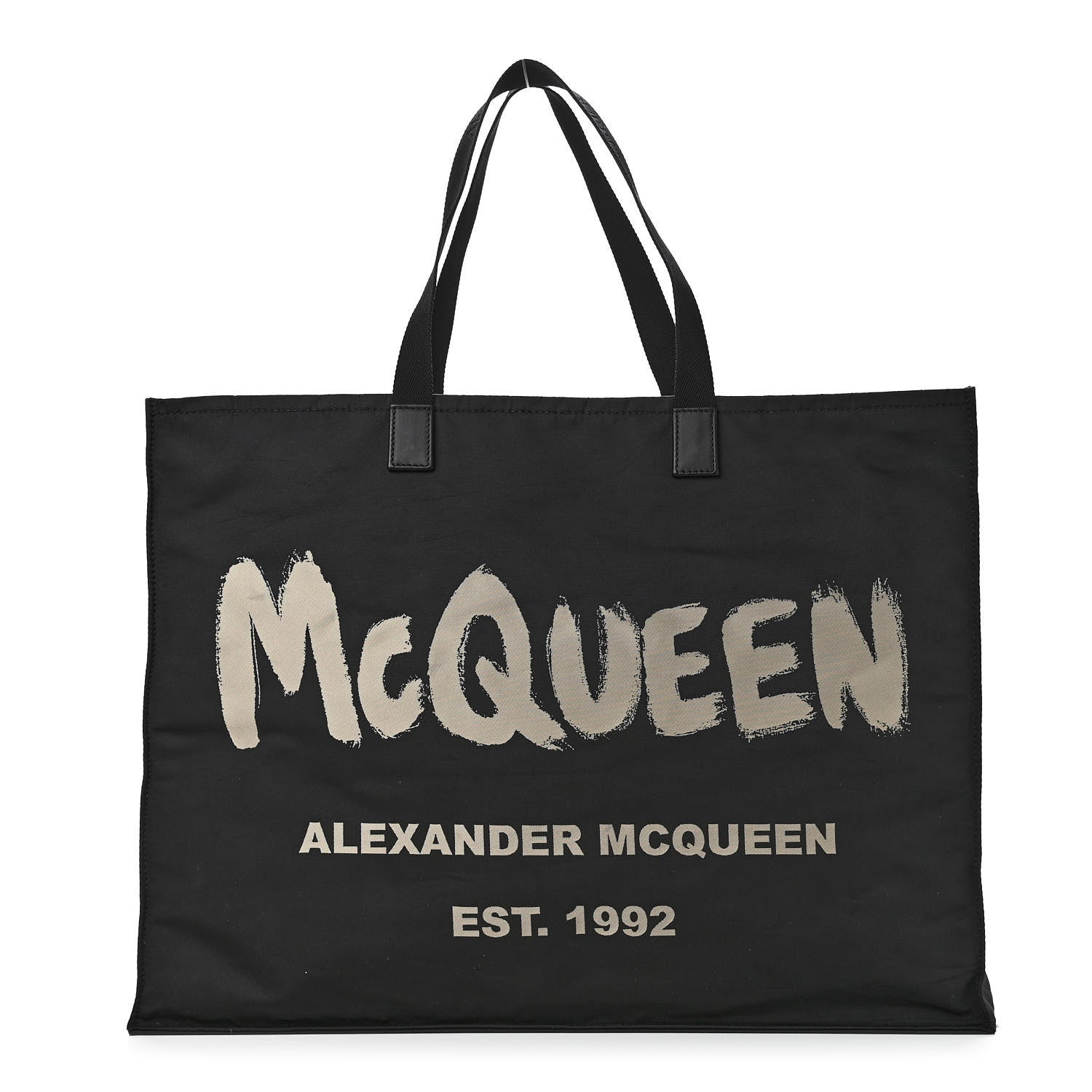 Alexander McQueen Nylon Graffiti Logo Tote Black 1 of 10