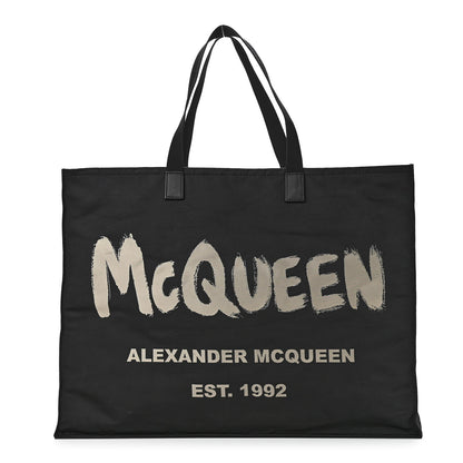 Alexander McQueen Nylon Graffiti Logo Tote Black 1 of 10