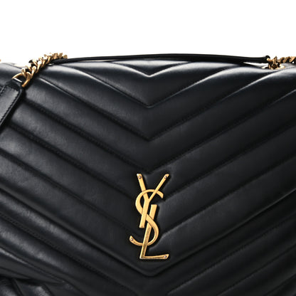 Saint Laurent Calfskin Y Quilted Monogram Large Loulou Chain Satchel Black 9 of 11