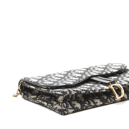 Christian Dior Oblique Saddle Chain Pouch Blue 6 of 12