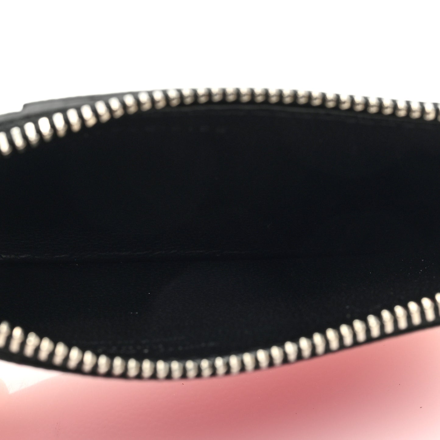 Grained Calfskin 5 Fragments Zip Pouch Card Holder Lipstick Fuchsia
