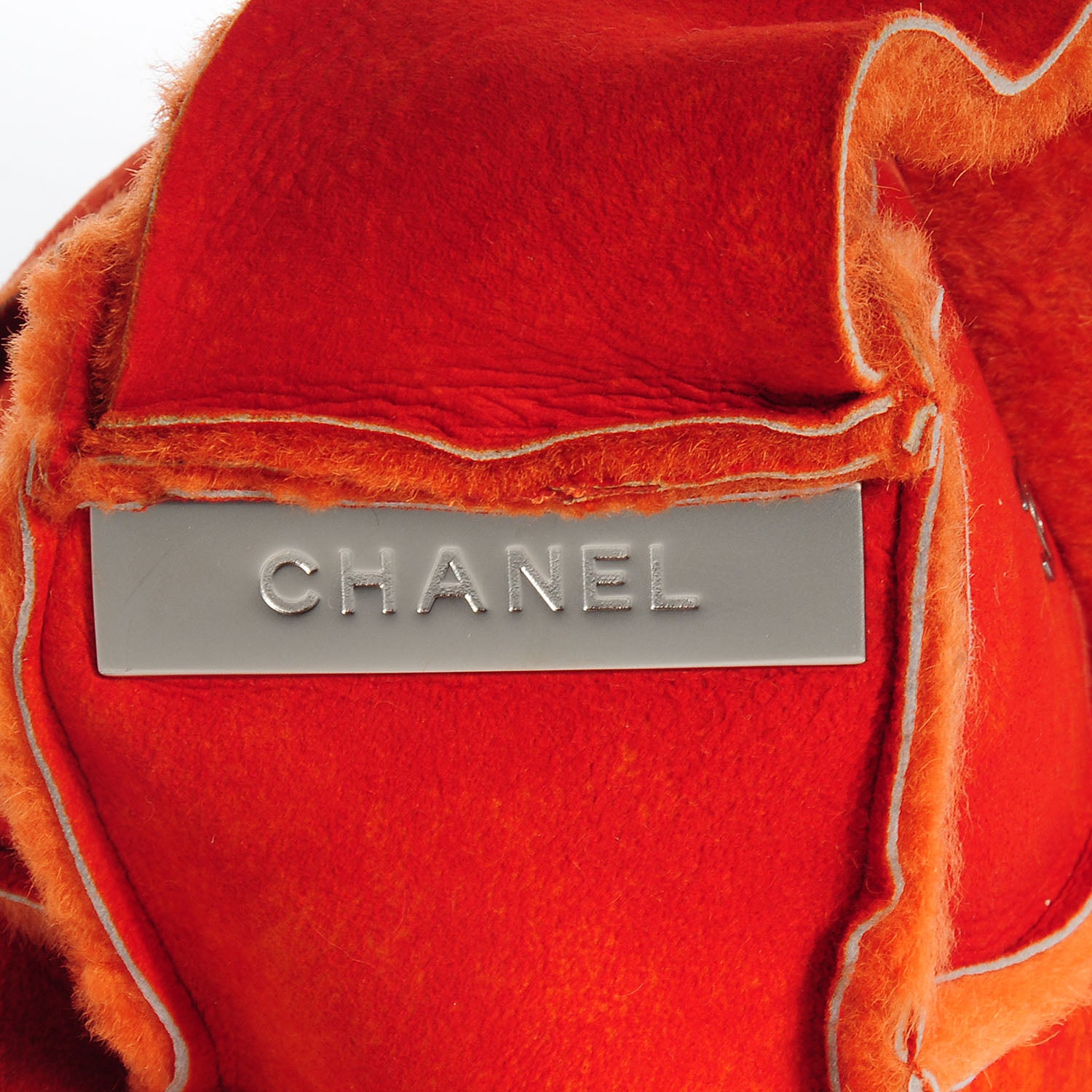 Chanel Suede Shearling Fur Shoulder Bag Orange 5 of 8
