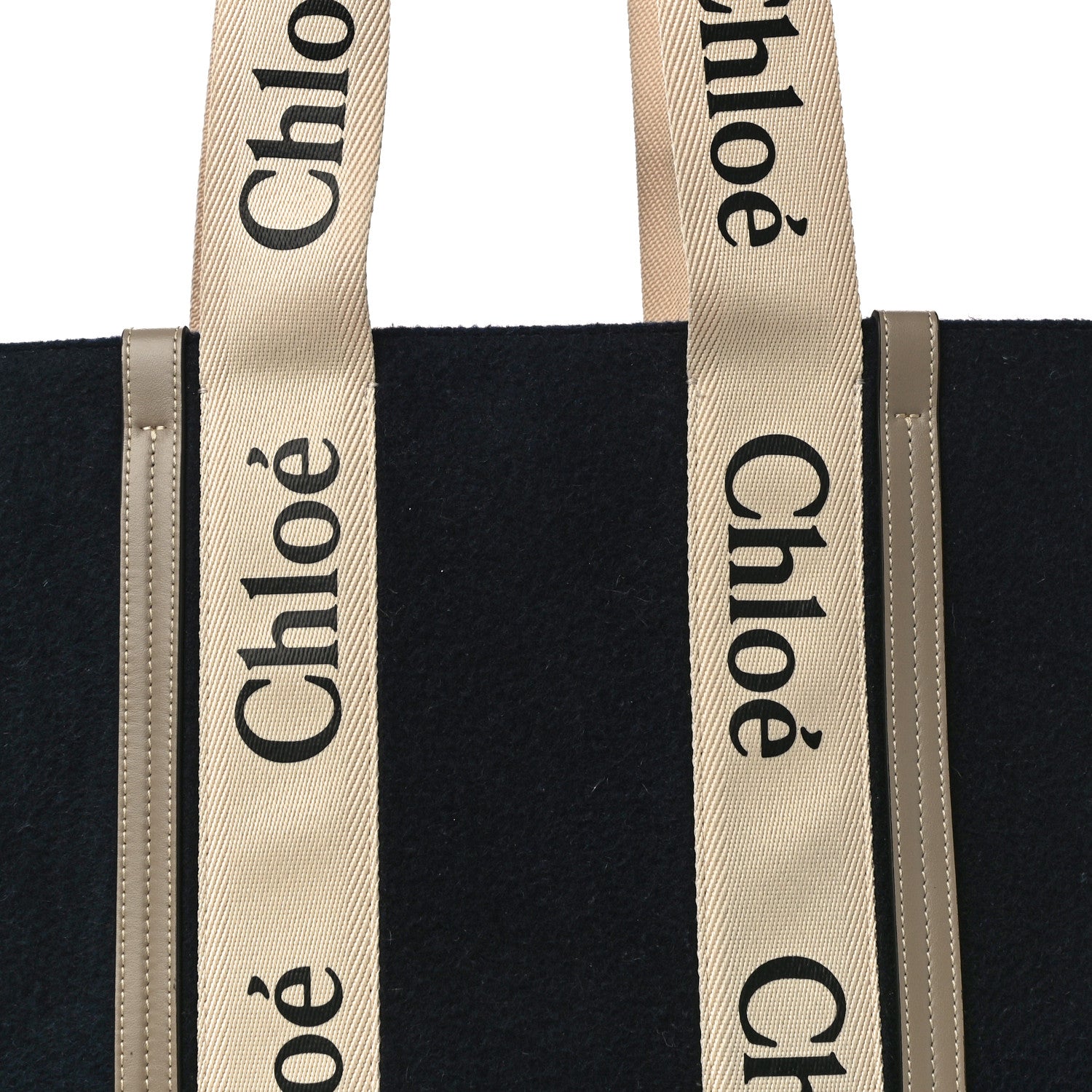 Chloe Felt Calfskin Medium Woody Ribbon Tote Navy 8 of 12