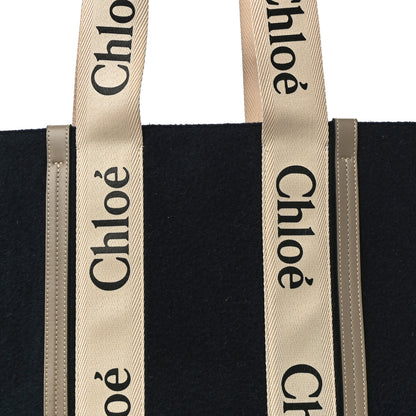 Chloe Felt Calfskin Medium Woody Ribbon Tote Navy 8 of 12