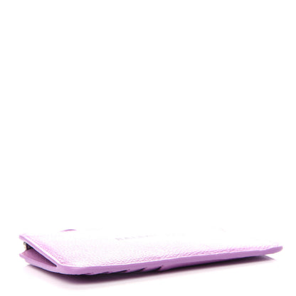 Balenciaga Grained Calfskin Logo Large Cash Long Coin Card Holder Lilac Black 4 of 8