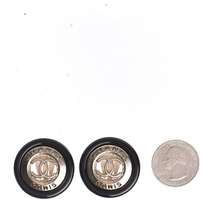 Chanel Enamel CC Clip On Earrings Black Gold 2 of 5