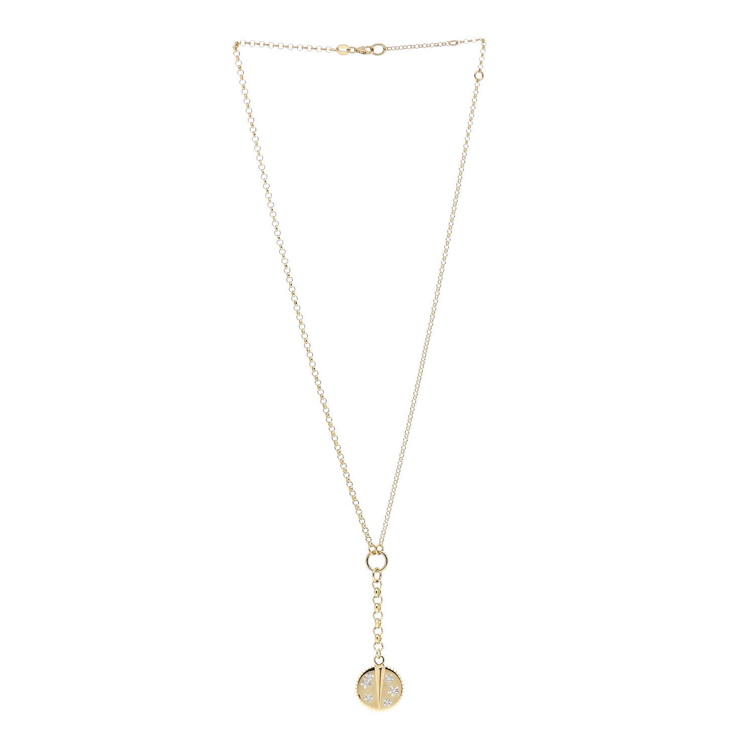 Foundrae 18K Yellow Gold Diamond Small Resilience Medallion Mixed Belcher Extension Chain Necklace 3 of 6