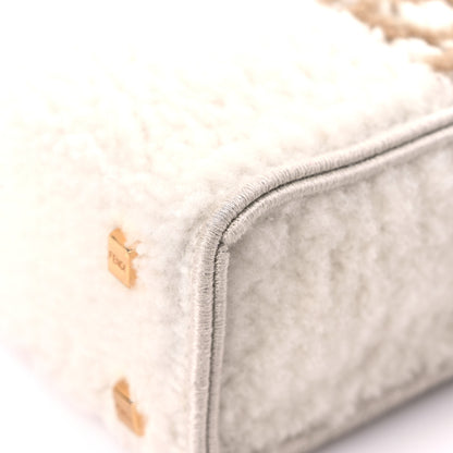 Fendi Shearling Vitello King Plexiglass Logo Mini Fendi Sunshine Shopper Tote White 9 of 14