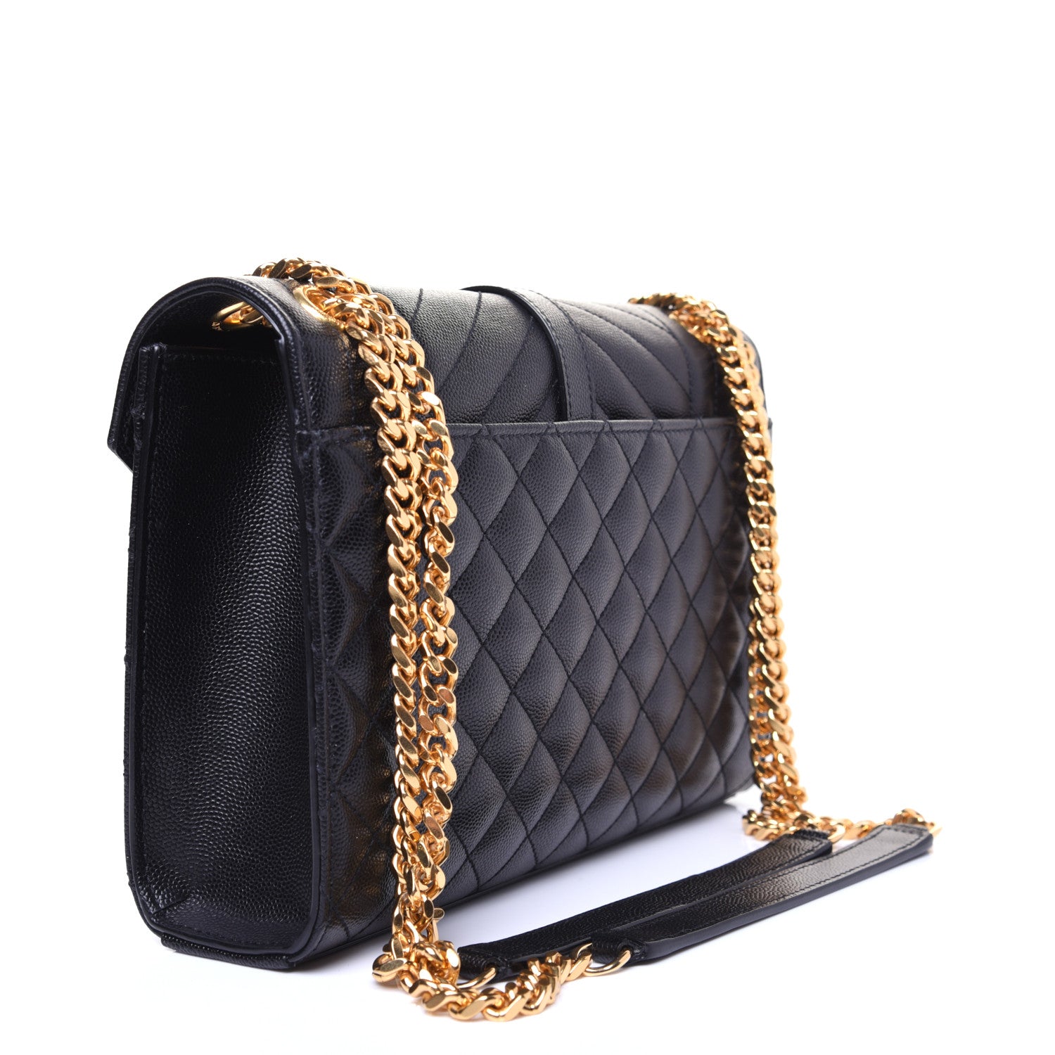 Saint Laurent Grain De Poudre Textured Mixed Matelasse Triquilt Medium Monogram Satchel Black 3 of 12