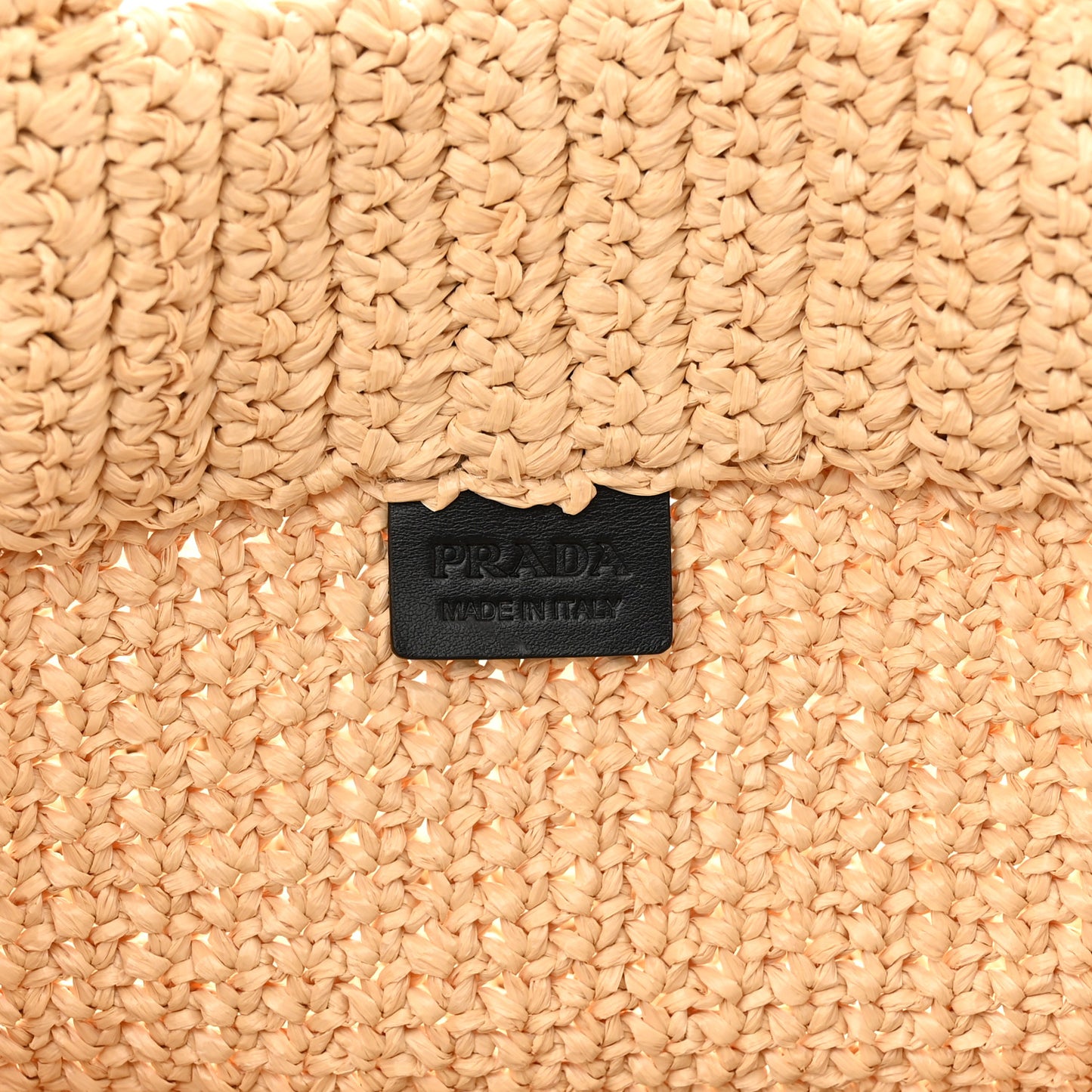 Yarn Raffia Effect Crochet Embroidered Logo Tote Naturale