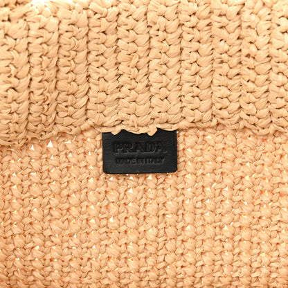 Prada Yarn Raffia Effect Crochet Embroidered Logo Tote Naturale 6 of 11