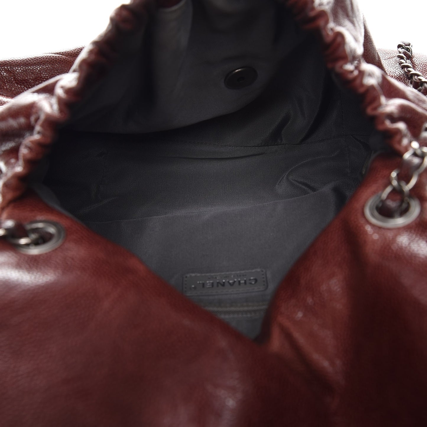 Grained Calfskin Quilted Maxi Elastic Flap Burgundy
