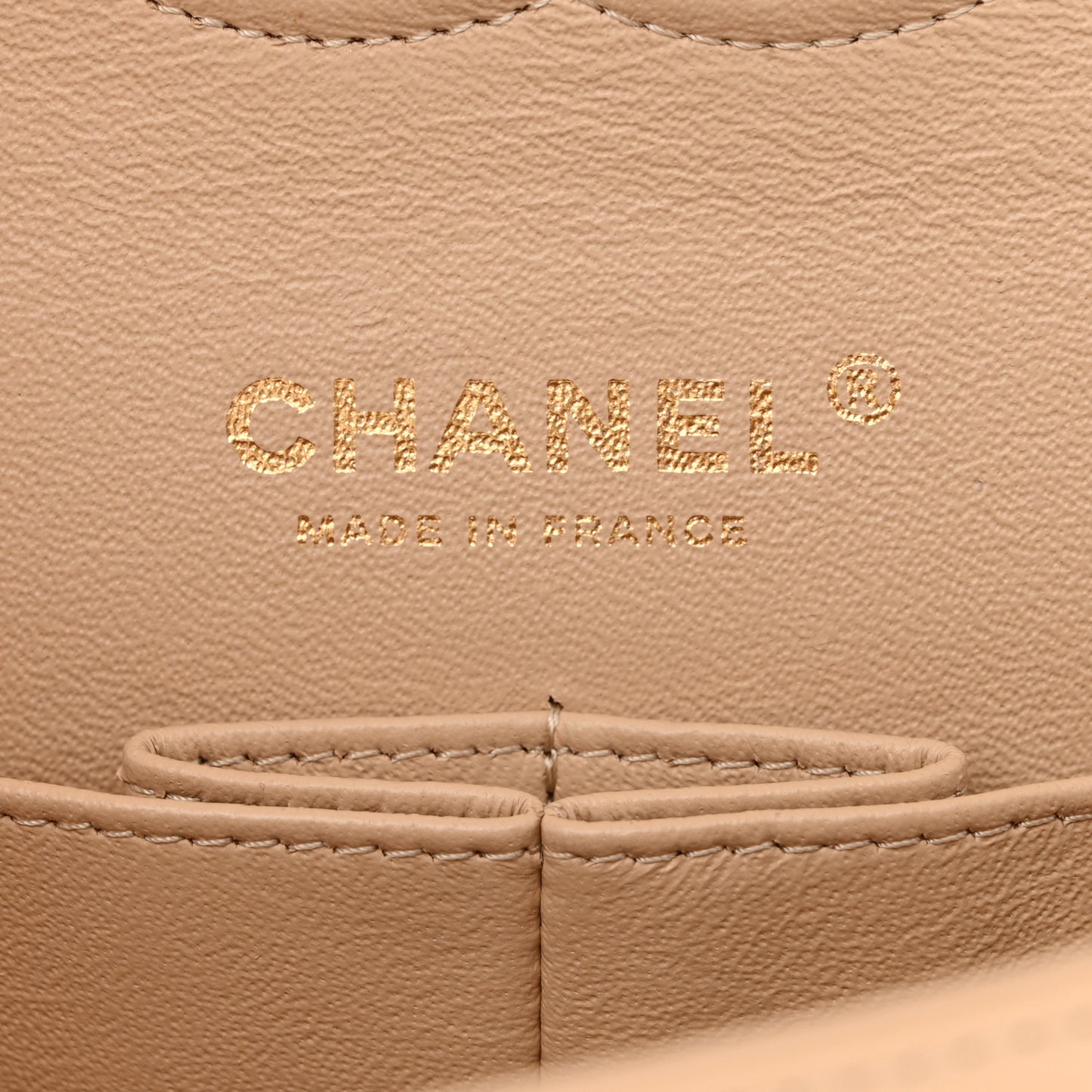 Caviar Quilted Medium Double Flap Beige