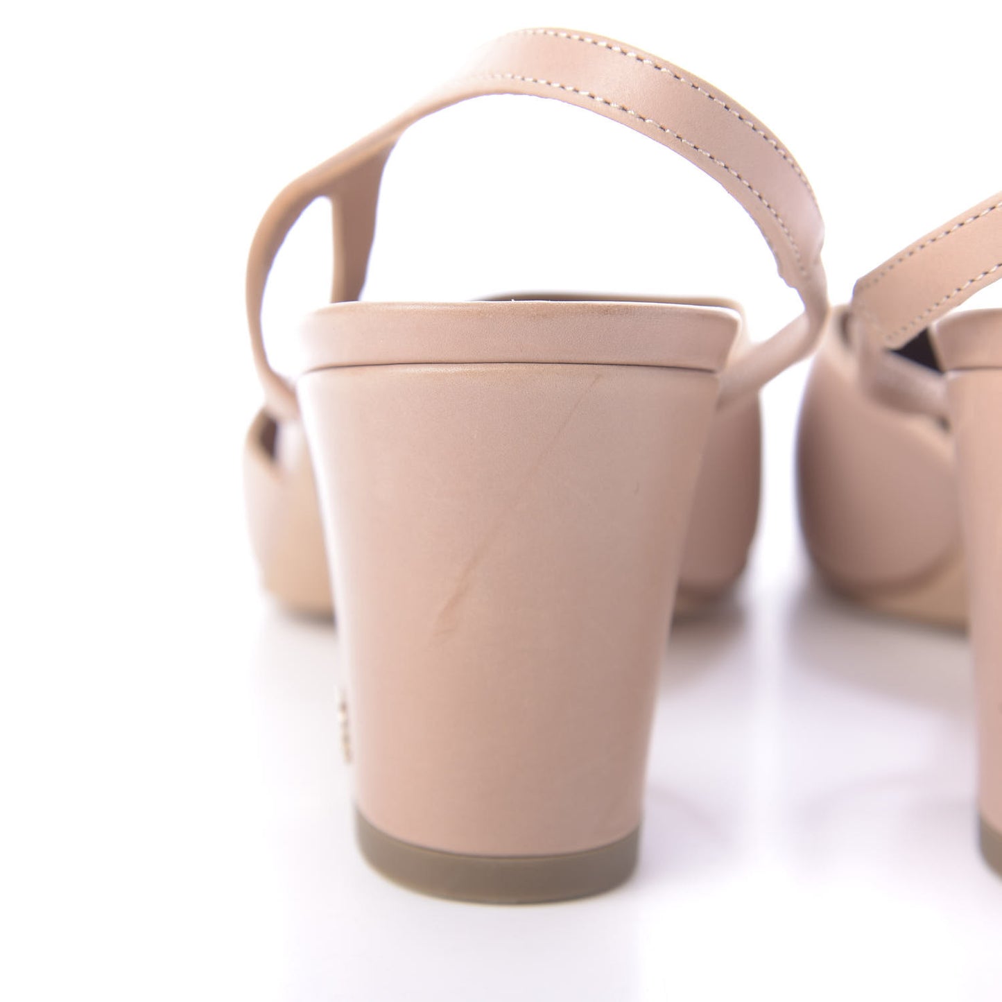 Glazed Calfskin Cap Toe CC Slingback Pumps 36 Beige Pink