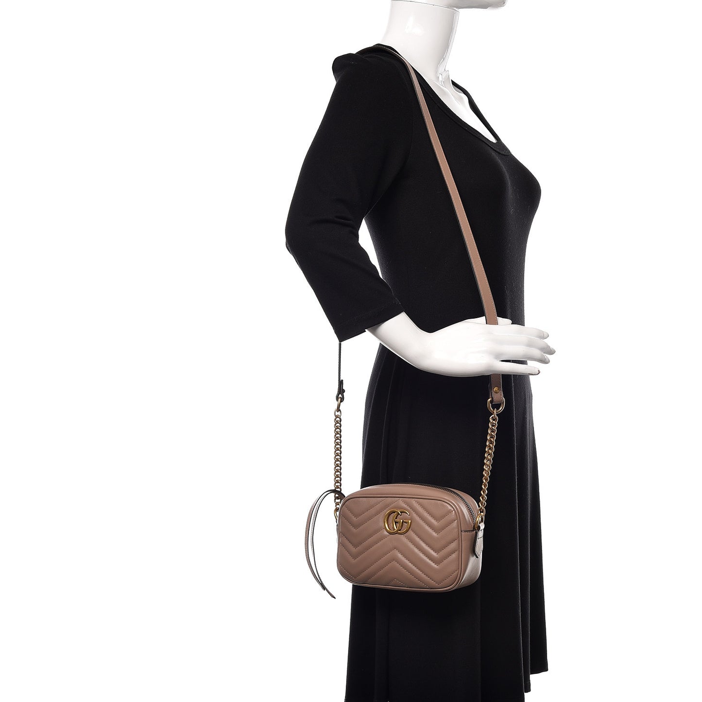 Calfskin Matelasse Mini GG Marmont Chain Shoulder Bag Porcelain Rose