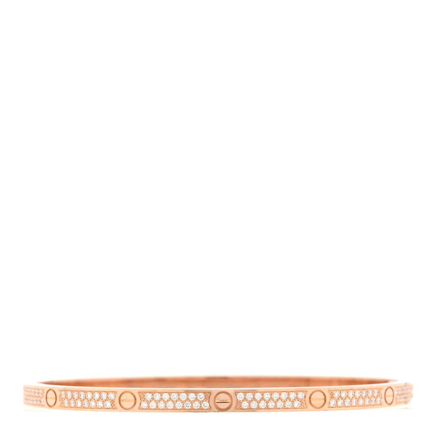 18K Pink Gold Diamond Small LOVE Paved Bracelet 17