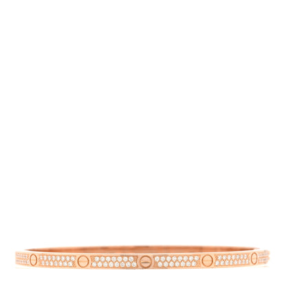 Cartier 18K Pink Gold Diamond Small LOVE Paved Bracelet 17 1 of 7