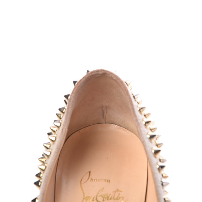 Christian Louboutin Veau Velours Patent Lady Peep Spikes 150 Pumps 36 Stone 10 of 14
