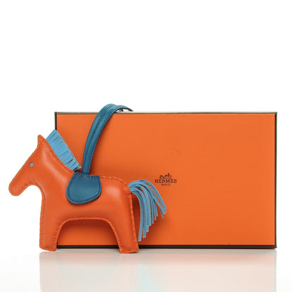Hermes Milo Lambskin Grigri Rodeo Horse Bag Charm MM Feu Celeste Bleu Izmir 5 of 5