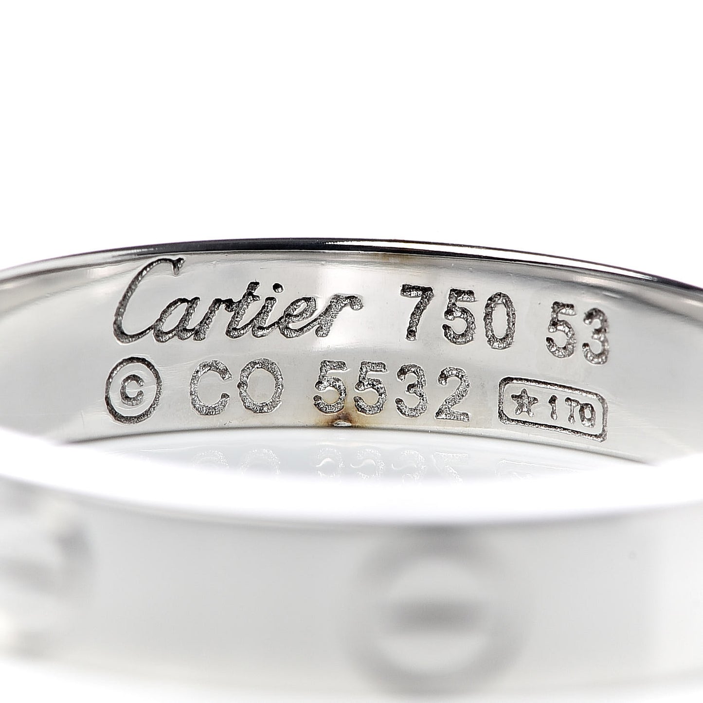 18K White Gold 3.5mm LOVE Wedding Band Ring 53 6.25