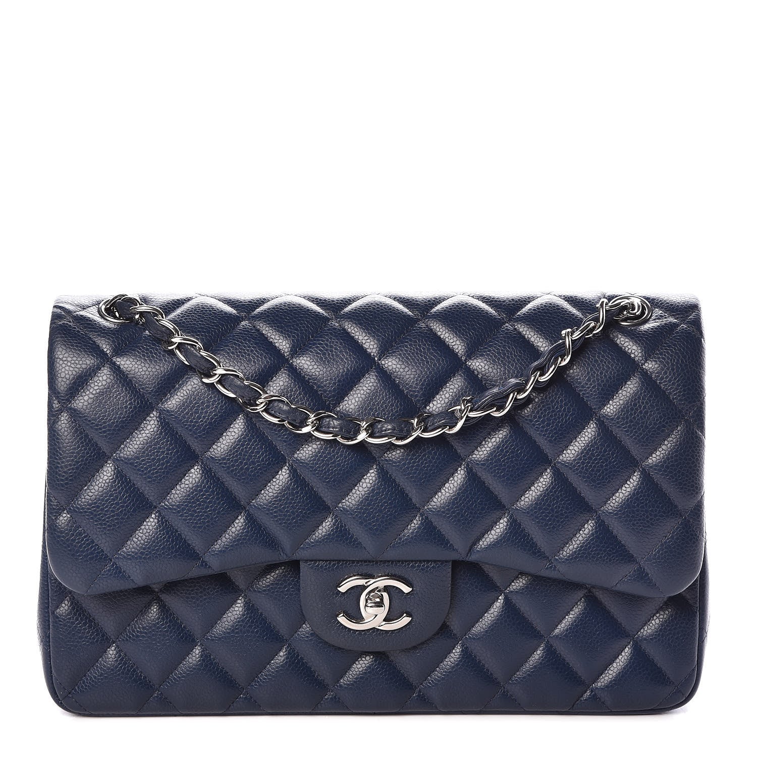 Chanel Caviar Quilted Jumbo Double Flap Navy Blue 1 of 12