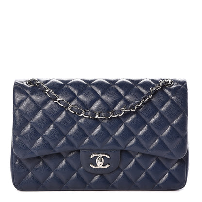Chanel Caviar Quilted Jumbo Double Flap Navy Blue 1 of 12