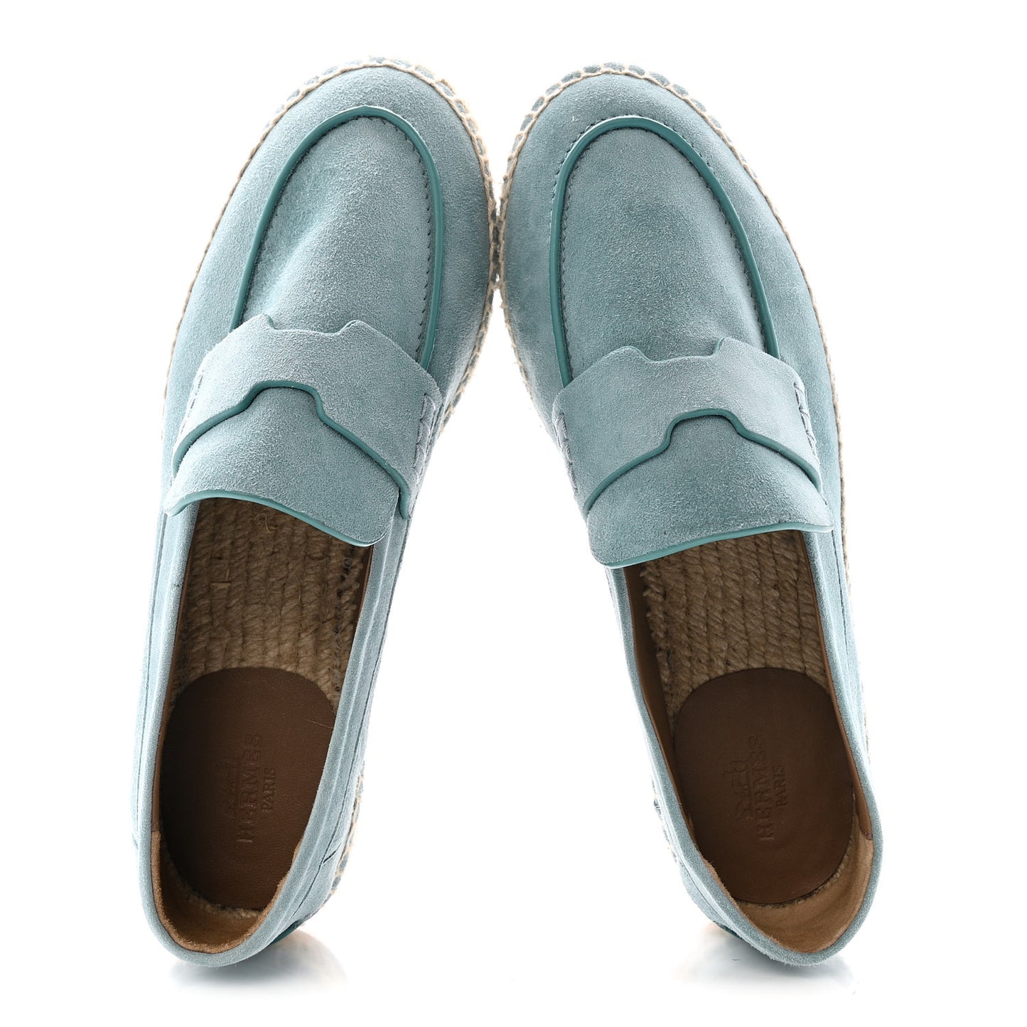 Suede Calfskin Womens Trip Espadrilles 36 Vert D'Eau