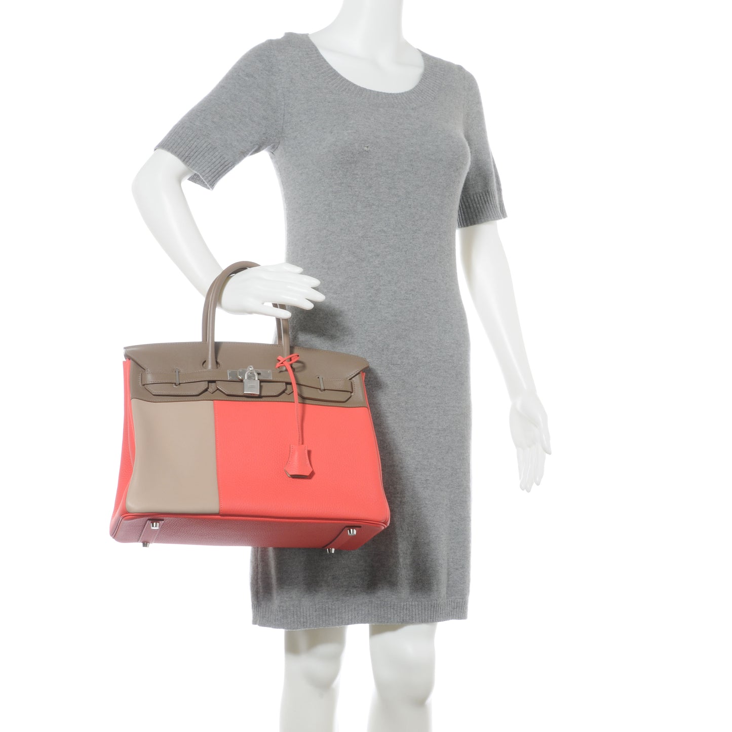 Togo Tadelakt Swift Casaque Tri-Color Birkin 35 Rose Jaipur Argile Etoupe