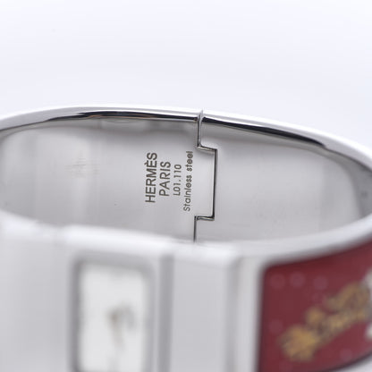 Hermes Stainless Steel Enamel 19mm Printed Horse Loquet Quartz Watch Red 4 of 5