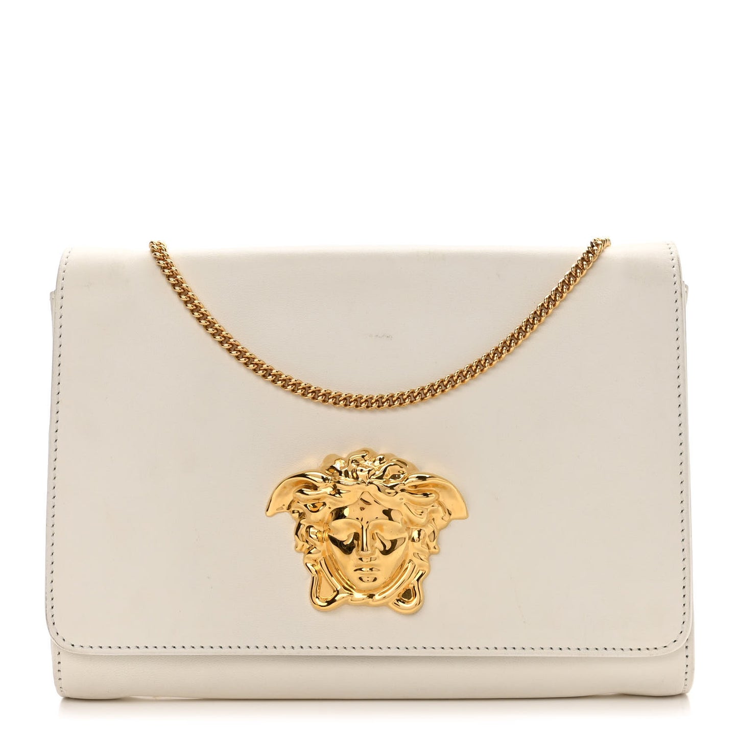 Vitello Palazzo Medusa Evening Clutch Bag White