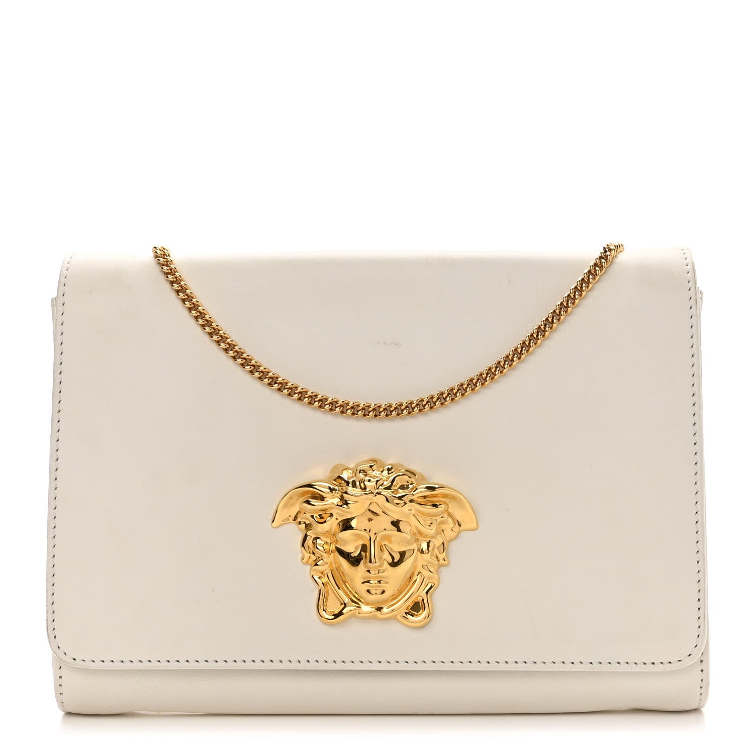 Versace Vitello Palazzo Medusa Evening Clutch Bag White 1 of 12
