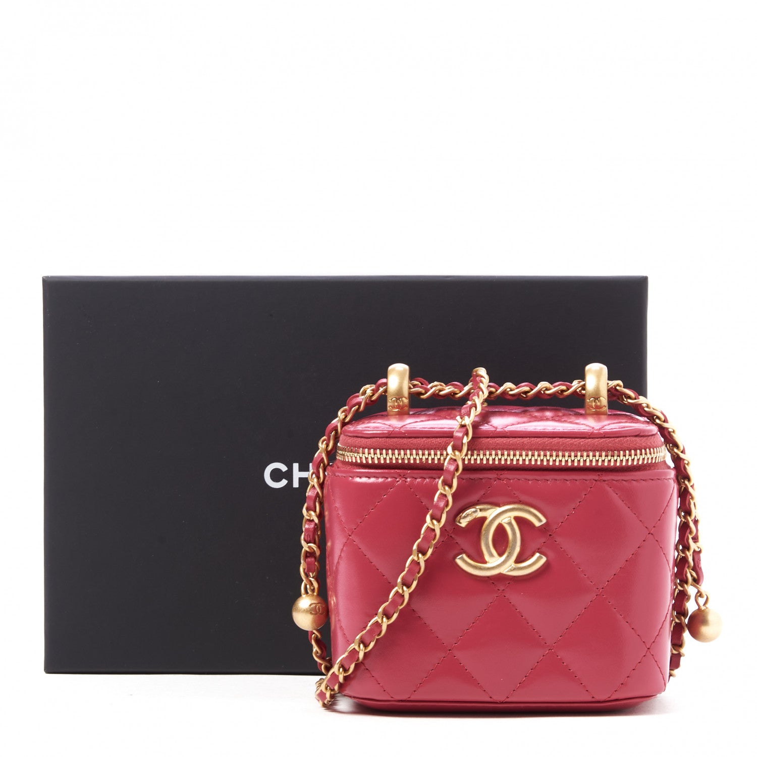 Chanel Calfskin Quilted Mini Perfect Fit Vanity Case With Chain Pink 10 of 10
