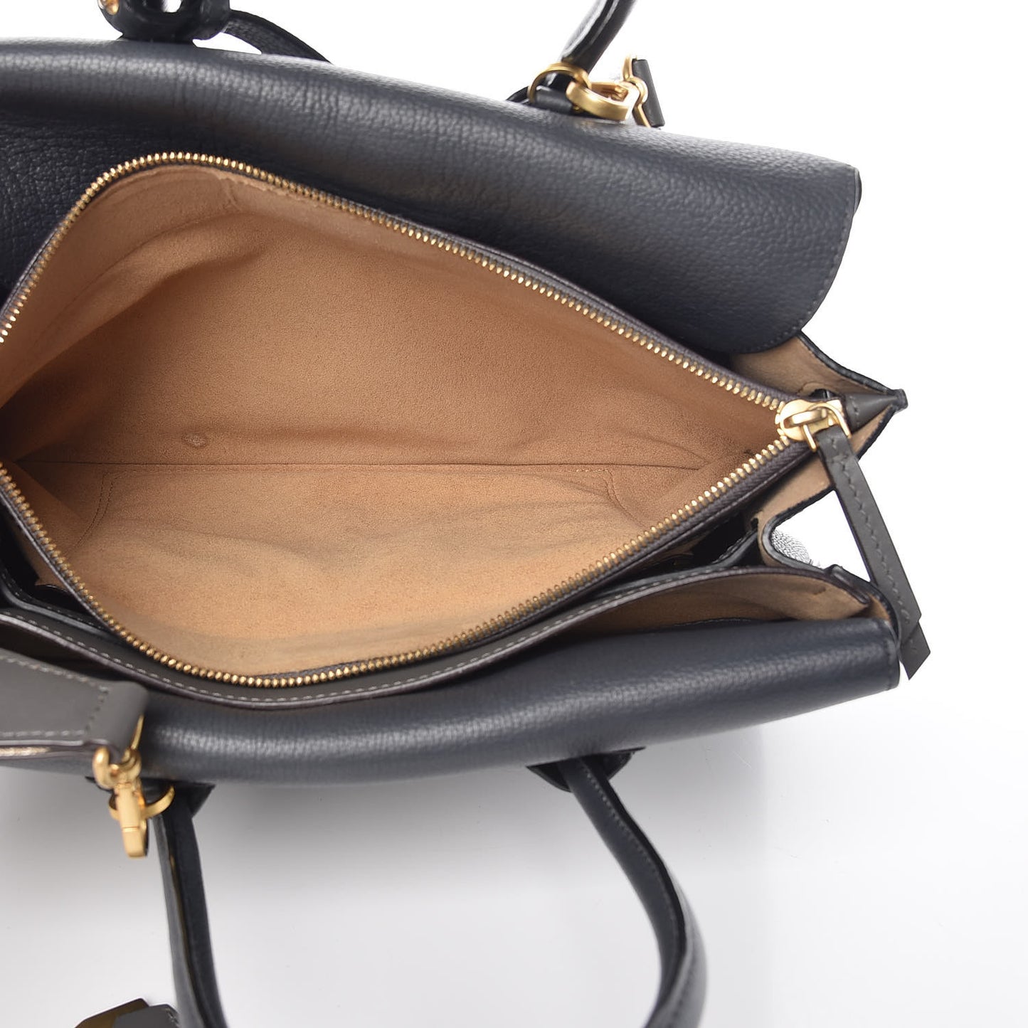Grained Calfskin Medium Milla Tote Phantom Grey