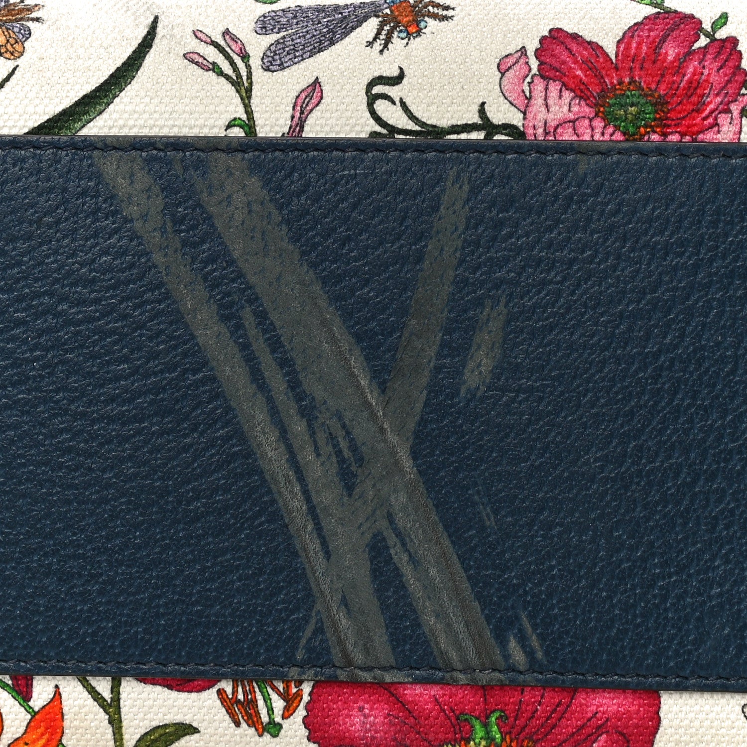 Gucci Canvas Large Flora Tote Navy Multicolor 16 of 19