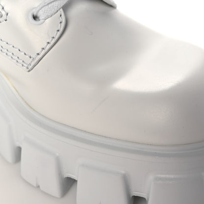 Prada Spazzolato Rois Re-Nylon Metal Triangle Logo Mens Monolith Pouch Pocket 60mm Combat Boots 8 White 8 of 12