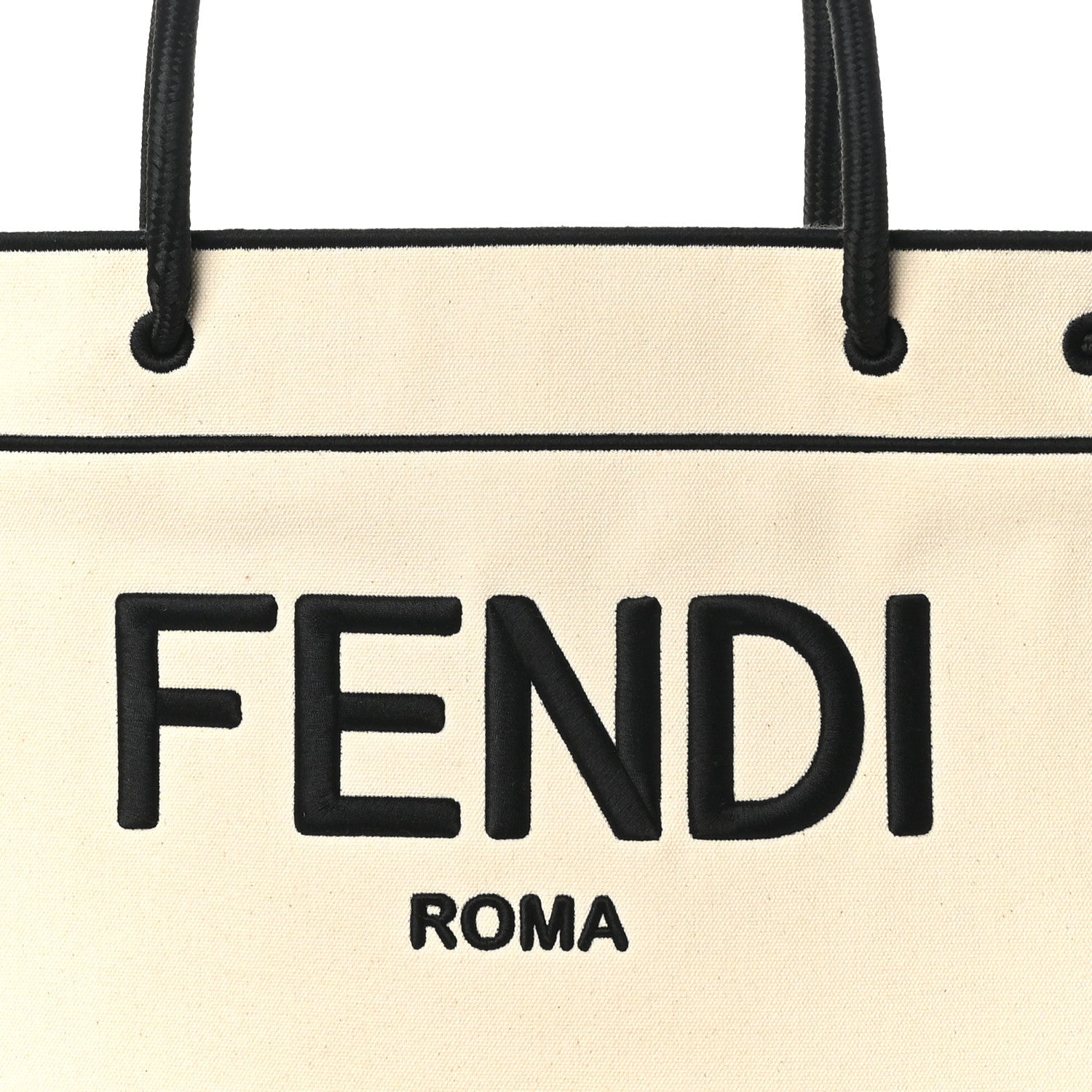 Fendi Canvas Logo Large Shopping Tote Grezzo Black 8 of 10