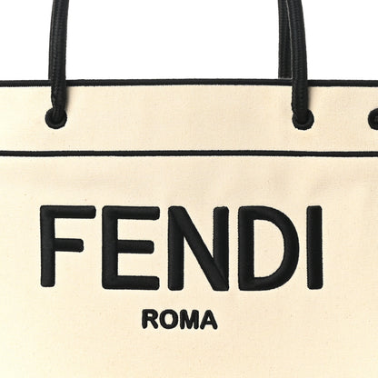 Fendi Canvas Logo Large Shopping Tote Grezzo Black 8 of 10