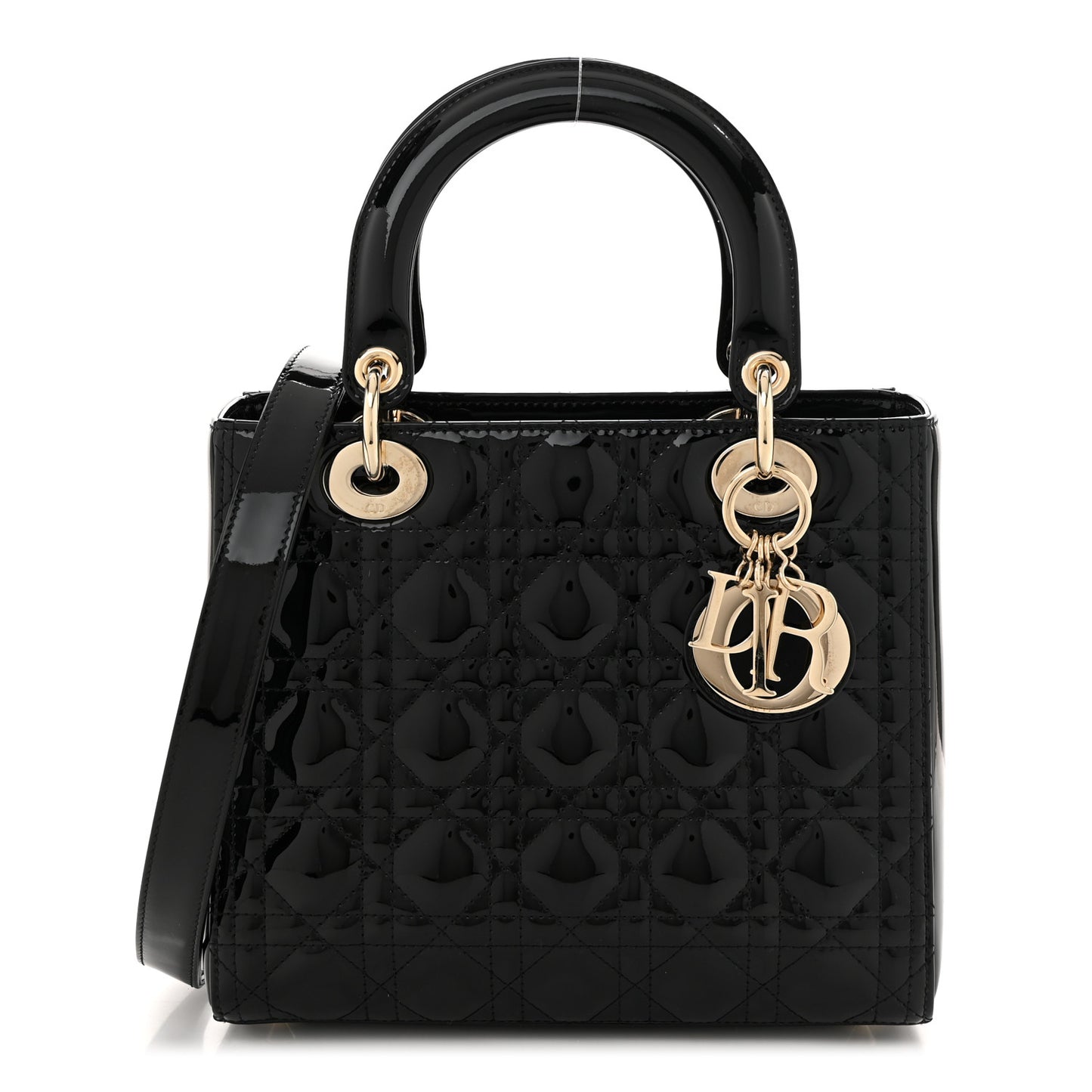 Patent Cannage Medium Lady Dior Black