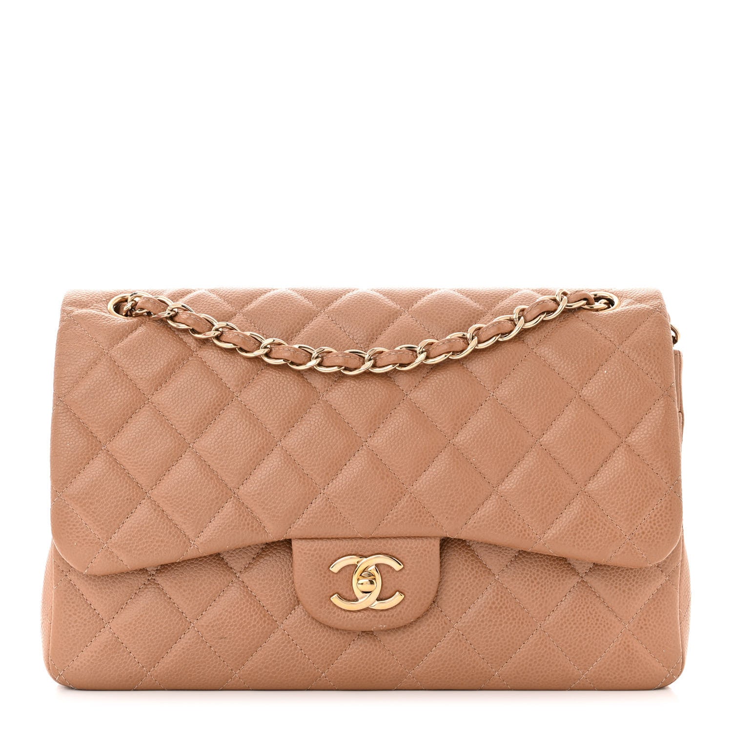 Chanel Caviar Quilted Jumbo Double Flap Beige 1 of 20