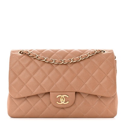 Chanel Caviar Quilted Jumbo Double Flap Beige 1 of 20